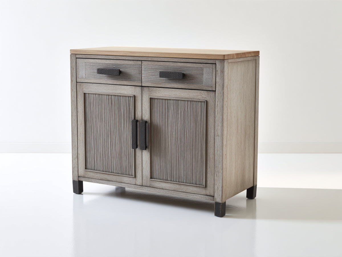Buffet - Bois-Métal - 90 x 40 x 82 cm - Gris taupe-Bois naturel - Style rustique contemporain