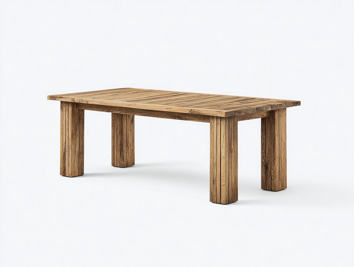 Table de jardin - Bois - 180 x 90 x 75 cm - Marron naturel - Style rustique