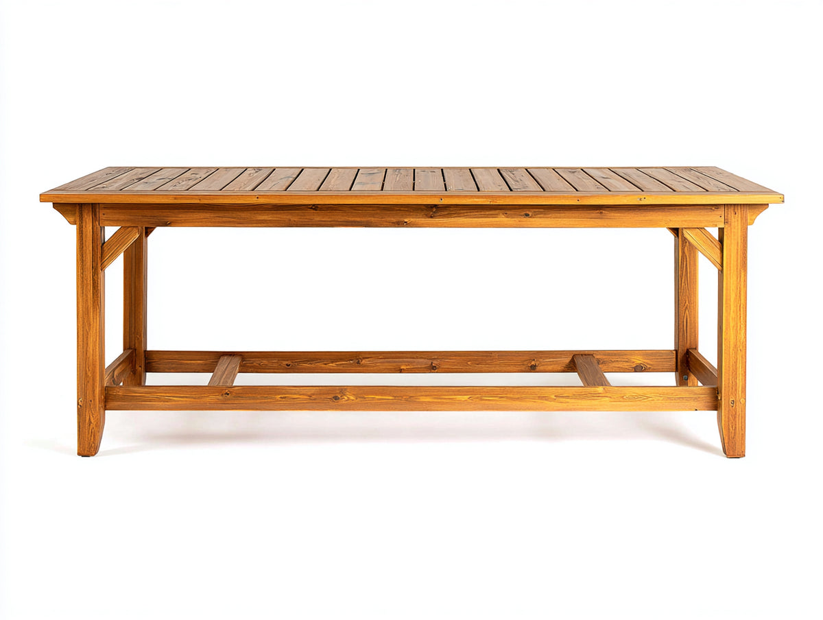 Table de jardin - Bois - 260 x 100 x 75 cm - Marron miel - Style rustique