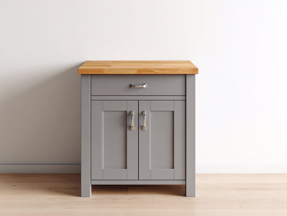 Buffet - Bois-Métal - 75 x 40 x 90 cm - Gris taupe-Bois naturel - Style campagne contemporain