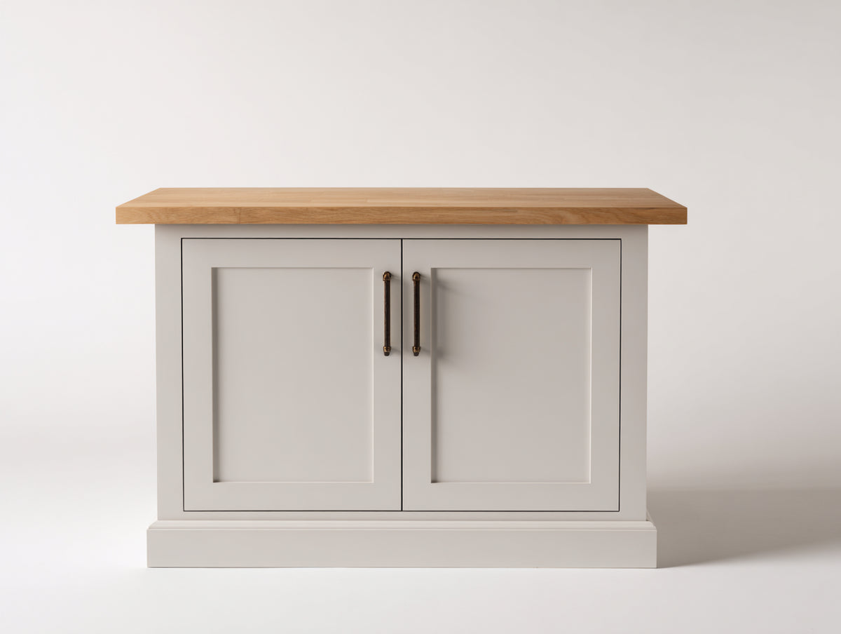 Buffet - Bois-Métal - 110 x 42 x 82 cm - Blanc cassé-Bois naturel - Style campagne contemporain