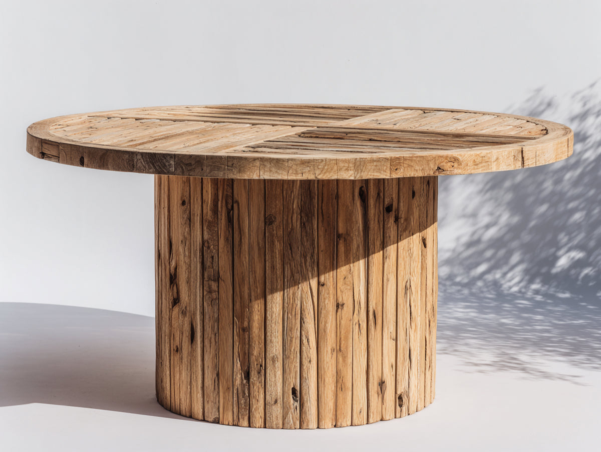 Table de jardin - Bois - 140 x 140 x 75 cm - Brun naturel - Style rustique