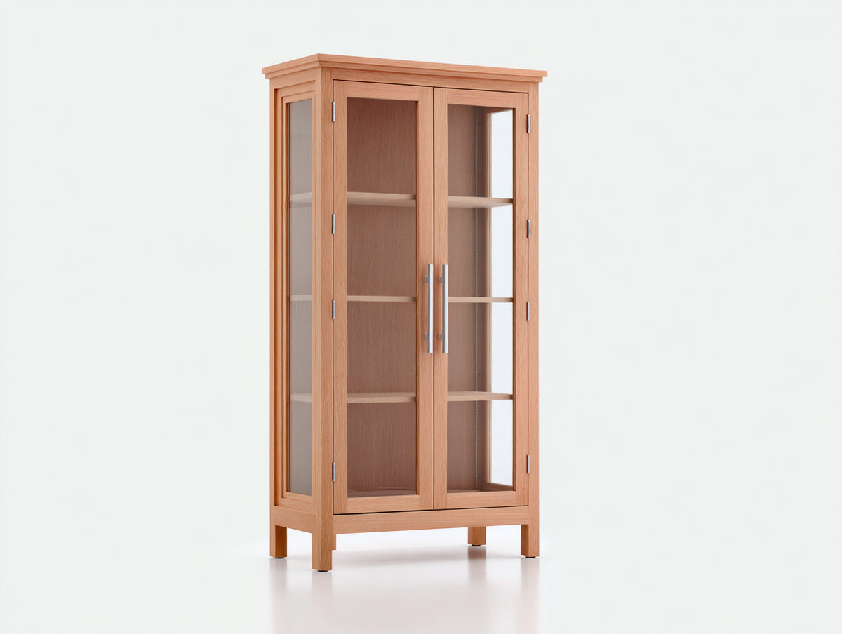 Vitrine - Bois - Verre - 84 x 40 x 176 cm - Chêne miel - Style contemporain minimaliste