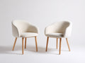 Chaise de salle à manger - Tissu bouclé-Bois - 58 x 59 x 79 cm - Blanc cassé-Bois naturel - Style contemporain