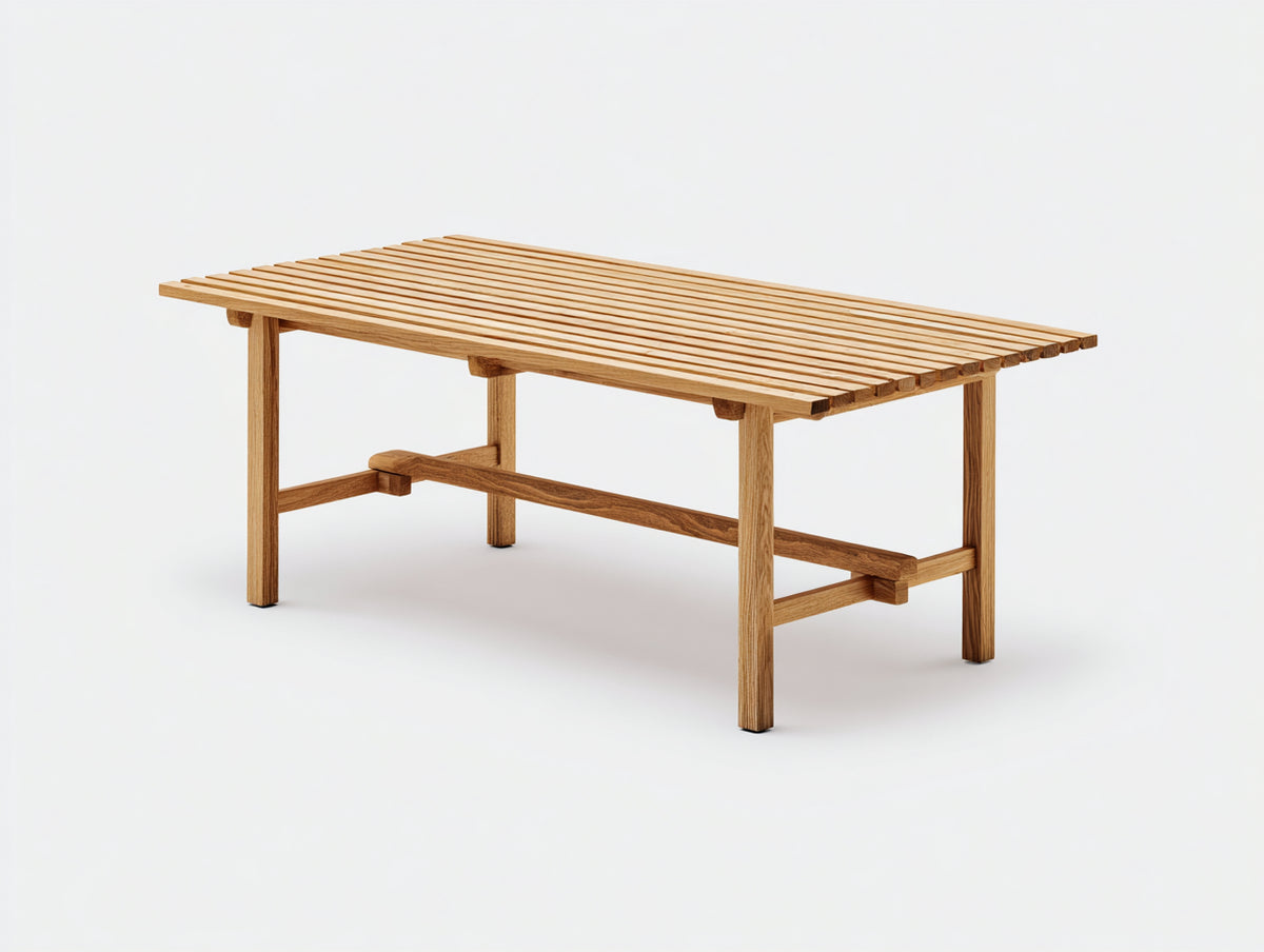Table de jardin - Bois - 220 x 100 x 75 cm - Marron naturel - Style contemporain
