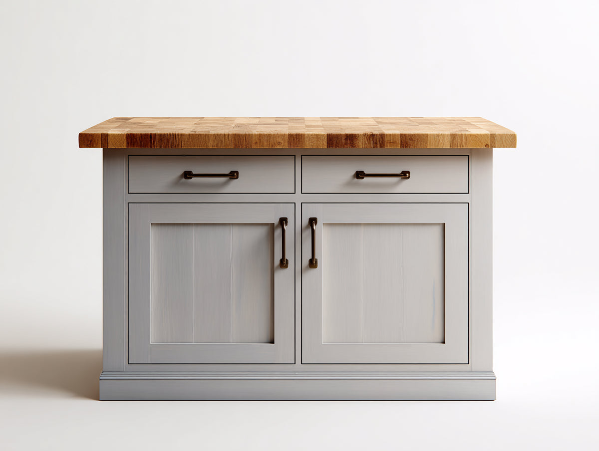 Buffet - Bois-Métal - 115 x 48 x 88 cm - Blanc cassé-Bois naturel - Style campagne contemporain