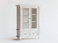 Vitrine - Bois - Verre - 100 x 42 x 185 cm - Blanc ivoire - Style classique sculpté