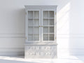 Vitrine - Bois - Verre - 100 x 45 x 190 cm - Gris clair - Style classique à carreaux vitrés