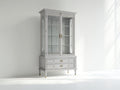 Vitrine - Bois - Verre - 92 x 41 x 189 cm - Gris clair - Style classique raffiné