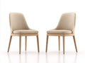 Chaise de salle à manger - Revêtement rembourré-Bois - 52 x 58 x 84 cm - Beige clair-Bois naturel - Style contemporain