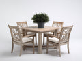 Salon de jardin repas - bois-tissu - 110 x 110 x 76 cm - naturel vieilli-écru - style classique