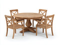 Salon de jardin repas - bois - 128 x 128 x 76 cm - naturel - style rustique classique