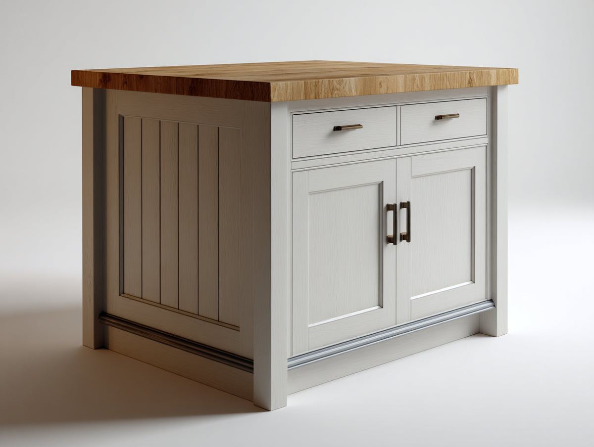 Buffet - Bois-Métal - 110 x 60 x 90 cm - Blanc cassé-Bois naturel - Style campagne contemporain