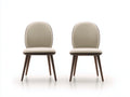 Chaise de salle à manger - Revêtement rembourré-Bois - 49 x 55 x 86 cm - Beige clair-Bois foncé - Style rétro contemporain