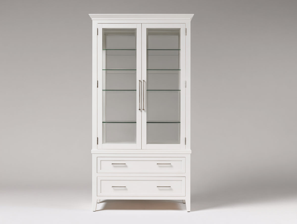 Vitrine - Bois - Verre - 88 x 40 x 184 cm - Blanc mat - Style classique contemporain