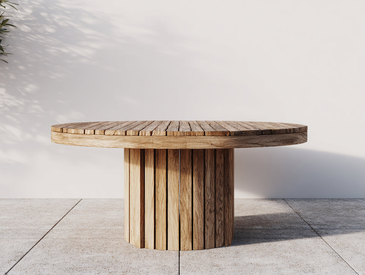 Table de jardin - Bois - 140 x 140 x 75 cm - Bois naturel - Style rustique contemporain