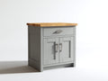 Buffet - Bois-Métal - 75 x 42 x 90 cm - Gris clair-Bois naturel - Style campagne contemporain