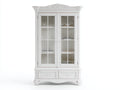 Vitrine - Bois - Verre - 98 x 43 x 190 cm - Blanc patiné - Style classique français