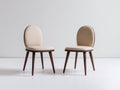 Chaise de salle à manger - Revêtement rembourré-Bois - 49 x 55 x 84 cm - Beige clair-Bois brun foncé - Style rétro moderne
