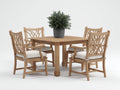 Salon de jardin repas - bois-tissu - 120 x 120 x 76 cm - naturel-beige - style classique naturel