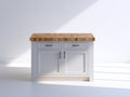 Buffet - Bois-Métal - 100 x 45 x 85 cm - Blanc-Bois naturel - Style contemporain