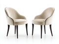 Chaise de salle à manger - Tissu-Bois - 59 x 61 x 83 cm - Ivoire-Bois brun foncé - Style classique contemporain