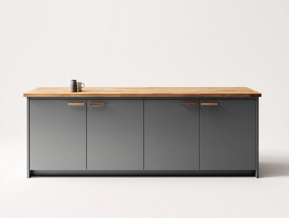 Buffet - Bois - 200 x 50 x 85 cm - Gris anthracite-Bois naturel - Style contemporain