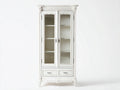 Vitrine - Bois - Verre - 88 x 39 x 192 cm - Blanc crème - Style classique élégant