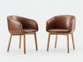 Chaise de salle à manger - Revêtement rembourré - Bois - 58 x 57 x 79 cm - Marron cognac-Bois naturel - Style moderne